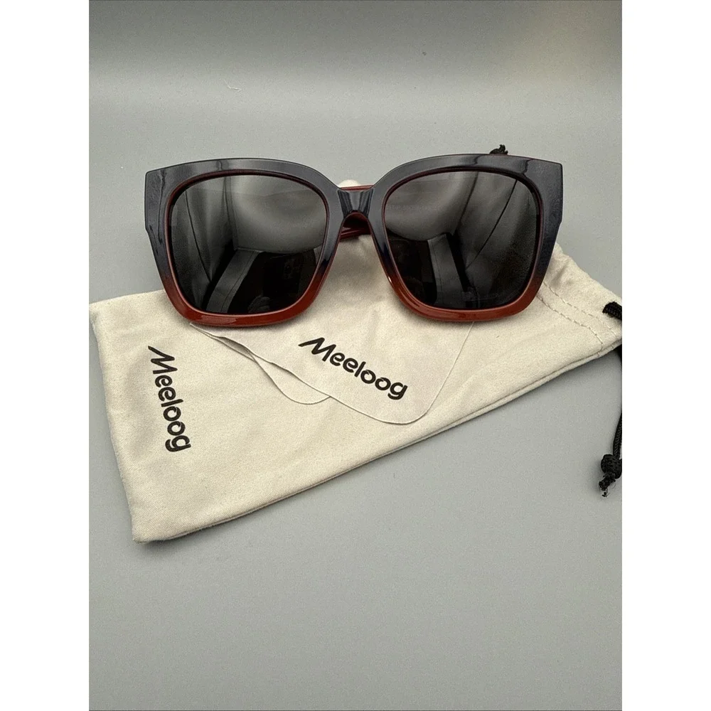 Meeloog Polarized Fit Over Navy /Rust Frame-Gradient Lens-w/travel bag  & cloth